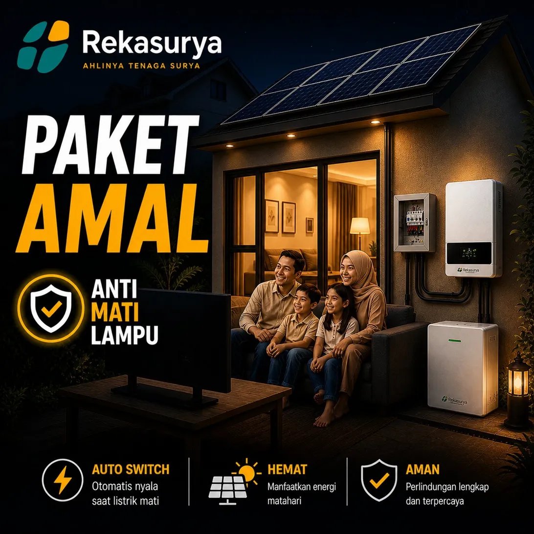 Paket AMAL Rekasurya — listrik gratis dari matahari, hemat tagihan PLN, dan rumah tetap nyala saat listrik padam